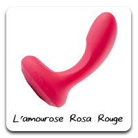 The L'amourose Rosa Rouge is great for external stimulation or internal; g-spot or prostate, clitoris or vulva. The base vibrates lightly so that it can act as a dual-stimulator for certain people but the sheer force of power lays in the arm. The Rosa Rouge also heats up to help bring increased bloodflow to the genitals, increasing arousal and making orgasms easier. This is a seriously powerful and rumbly vibrator!