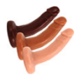 First Dildo recommendation #5 Vixen Vixskin Spur - same size and style as the Vixen Small Realistic Bent. Spur is made with dual-density Vixskin silicone which feels fairly realistic and comes in 3 skin tones - light, medium and dark. 