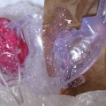 A preview of my upcoming video and post: A melted "TPR" (read: jelly) portion of a dismantled rabbit vibrator after storage. 