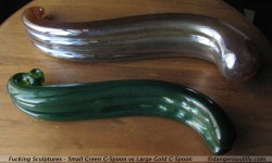 Fucking Sculptures - Green Small G-spoon vs Gold Large G-spoon