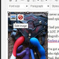 A screen capture showing what a draft of a post looks like in WordPress, demonstrating how to access the attributes of an image