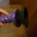 Showing the Tantus Suction Cup attachment on a Tantus Vibrator, creating a perfect silicone suction cup dildo