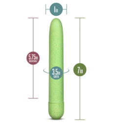 Gaia Eco Size - 7 inches long, 5.75 inches insertable, 1 inch wide, 3.5 inches circumference. 